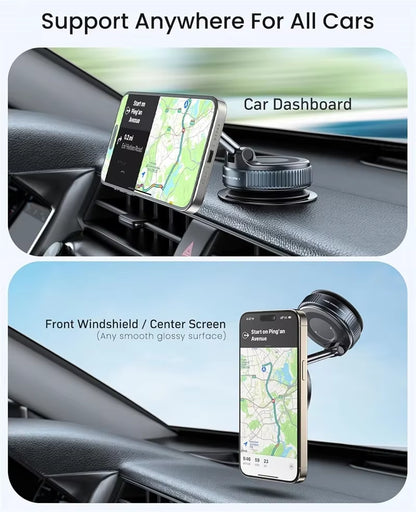 Experience Ultimate Convenience with the 360° Adjustable Magnetic Car Phone Holder for MagSafe iPhone and Samsung - Foldable, Shock-Proof, and Wall-Mounted!