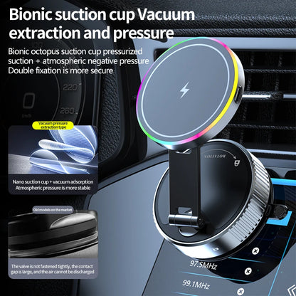Revolutionary 15W Vacuum Suction Magnetic Wireless Charger Car Phone Holder - 360° Rotatable and Perfectly Compatible with All Smartphones, Including iPhone