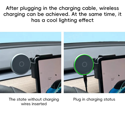 Revolutionary 15W Magnetic MagSafe Wireless Charger & Phone Mount for Tesla Model Y, Model 3, and HIGHLAND - Perfect for Seamless Driving Experience