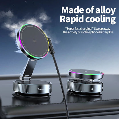 Revolutionary 15W Vacuum Suction Magnetic Wireless Charger Car Phone Holder - 360° Rotatable and Perfectly Compatible with All Smartphones, Including iPhone