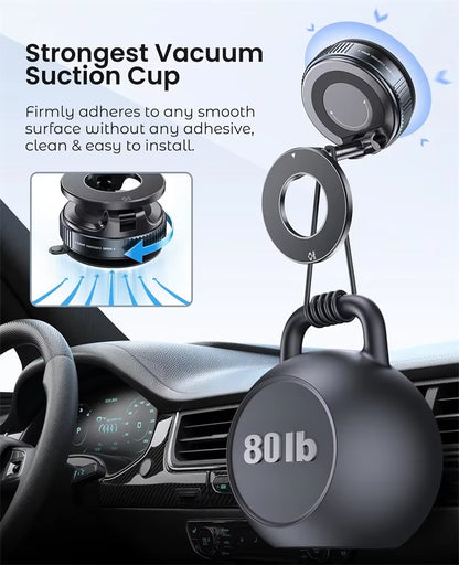 Experience Ultimate Convenience with the 360° Adjustable Magnetic Car Phone Holder for MagSafe iPhone and Samsung - Foldable, Shock-Proof, and Wall-Mounted!
